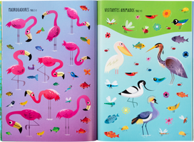 Flamingos e os Seus Amigos com Penas - Livro de autocolantes
